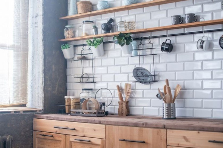 نحوه چیدمان آشپزخانه بدون کابینت