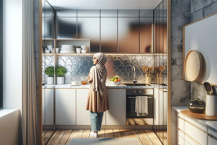 دکوراسیون آشپزخانه کوچک بدون اپن